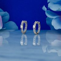 Boucles d'oreilles créoles en or pur 14 carats avec diamants naturels, design baguette, style hip-hop, boucles d'oreilles créoles pour elle, vente en gros