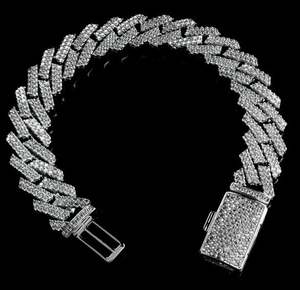 BRACELET CUBAIN EN ARGENT STERLING MASSIF ENSEMBLE DE DIAMANTS DE 13MM - Product Image 2