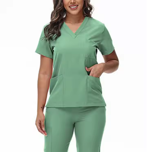 Uniformes de odontología uniformes de fregado suministro de fábrica de alta calidad al por mayor mujeres Spandex conjunto uniformes de enfermera nuevo logotipo - Product Image 3