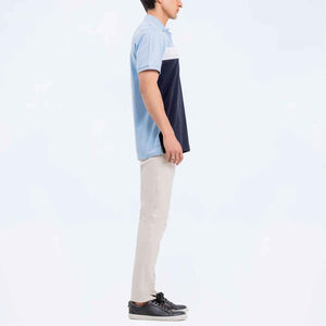 เสื้อโปโลแขนสั้นสำหรับผู้ชายพิมพ์ลายโลโก้ผ้าถักแบบระบายอากาศลายพื้น - Product Image 5