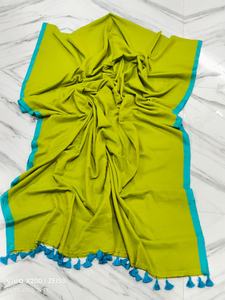 Sari en coton tissé confortable d'été, chemisier écologique à séchage rapide, uni, poids moyen, robe de mariée, plusieurs couleurs pour filles - Product Image 2