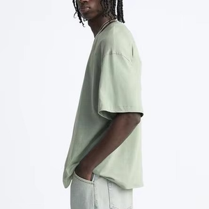 Nueva camisa personalizada para hombre con cuello de alta calidad hombro caído ropa de calle de peso pesado camisas en blanco Vintage de gran tamaño para hombres - Product Image 4