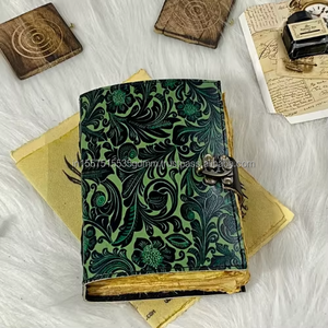 สมุดบันทึกปกหนังลายดอกไม้สวนใหม่ ทำมือ สมุดจดบันทึกส่วนตัว ของขวัญสำหรับผู้ชาย ผู้หญิง ไดอารี่สไตล์แม่มด - Product Image 5