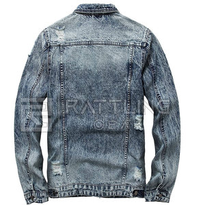 Veste en jean pour hommes imprimée de logo personnalisé de haute qualité 100% coton grande taille bas prix style de rue pour l'hiver - Product Image 2