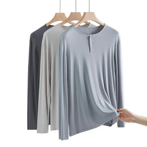 Conjunto de Pijama de Bambú para Hombre, Talla Grande, 100% Algodón, Tejido Suave, Ropa de Dormir para Invierno, Transpirable, con Botones - Product Image 2