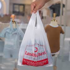 Bolsa de camiseta HDPE/LDPE gruesa impresa con logotipo personalizado para comestibles y bolsas de mercancías de embalaje de plástico - Product Image 4