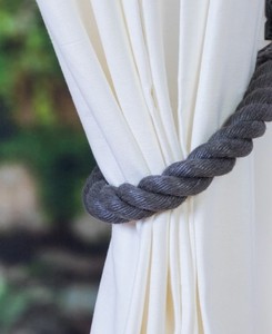 Extra Thick Beige Hemp Rope Curtain Tiebacks - Chunky <b>Tie</b> <b>Back</b>, , Rustic Tiebacks, Curtain Holdbacks, Rope Holdbacks - Product Image 2