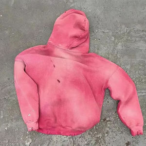 350แกรมเสื้อมีฮู้ดมีซิปแบบวินเทจสำหรับผู้ชายผ้าฝ้ายมีรอยขาดกันแดดมีฮู้ดผ้าฟลีซสำหรับฤดูหนาวพิมพ์สกรีน - Product Image 2