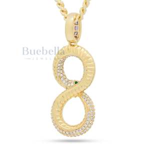 Venta al por mayor Hip Hop 8 Ouroboros oro colgante collar personalizado 8 letras Moissanite joyería hacer encantos - Product Image 2