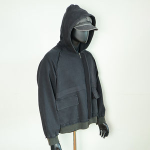 Custom 100% Cotton <b>Zip</b> <b>up</b> <b>Hoodie</b> 400gsm 500gsm 600 Gsm <b>Black</b> Oversized <b>Zip</b> French Terry Fleece <b>Zip</b> <b>Hoodie</b> Distressed Faded Blank - Product Image 2