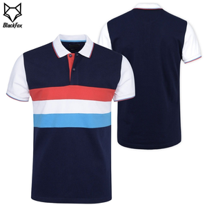 เสื้อโปโลแขนสั้นผู้ชาย ลายทางตัดสี ผ้าถัก สไตล์ลำลอง - Product Image 4