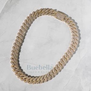 Hip Hop estilo hombres 19mm 2 filas VVS Moissanite S925 plata esterlina punta cubana enlace cadena collar joyería elegante - Product Image 4