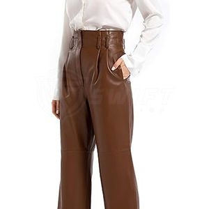 Pantalones de Lona de Cuero de Primera Calidad para Mujer, Logotipo Personalizado al por Mayor, Diseño Único para Invierno, Estilo de Frente Plano, a la Moda - Product Image 6