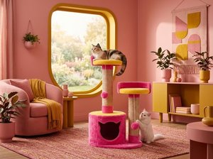 Arbre à chat Amistar Candy Cat Castle de haute qualité avec 3 niveaux, écologique et durable, emballé en carton pour une utilisation en intérieur - Toutes tailles - Product Image 2