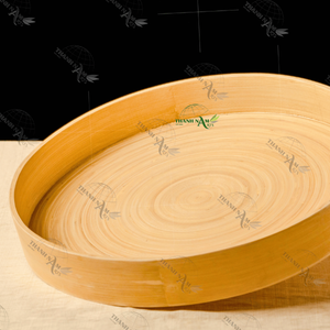 Thanh Nam Arts Round <b>Bamboo</b> Serving Tray <b>Plate</b> Dish Solid Color European Style Modern Design Durable Eco-Friendly Party Use - Product Image 5