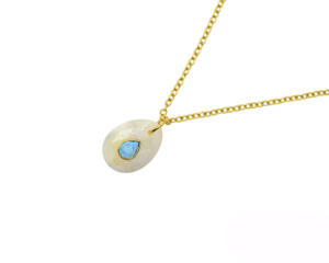 จี้สร้อยคอรูปไข่ ดีไซน์ใหม่ ทำมือ ชุบทอง 18K ประดับพลอยธรรมชาติ ของขวัญแฟชั่นสำหรับเธอ - Product Image 3