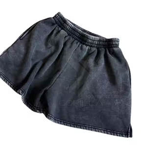 Pantalones cortos informales de cintura alta con lavado ácido transpirable para mujer - Product Image 4