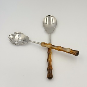 Ensemble de serveurs à salade décoratifs en acier inoxydable, fabriqués à la main avec une poignée en résine, avec boîte, ensemble de service de cuisine - Product Image 5