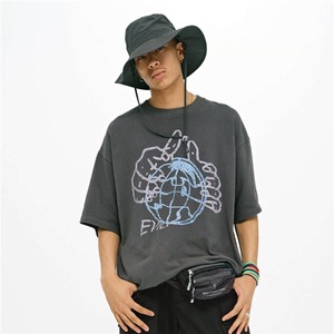 280G Regular Fit <b>Men</b> T <b>Shirt</b> With Pattern Custom Printed Logo Simple Cotton <b>Men</b> T <b>Shirt</b> - Product Image 2