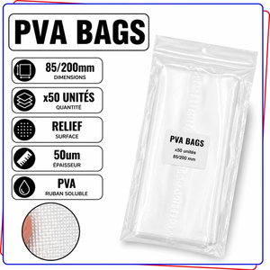 Sacs PVA 80x145mm 85x200mm 50 unités à dissolution rapide, solubles dans l'eau, pour la pêche à la carpe, accessoires de pêche au feeder - Product Image 3