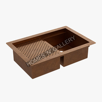 Compteur de robinet à un trou haute pression accessoire de cuisine à bol unique barre d'or Nano en acier inoxydable fabriquée à partir de rondelle de tasse en cuivre
