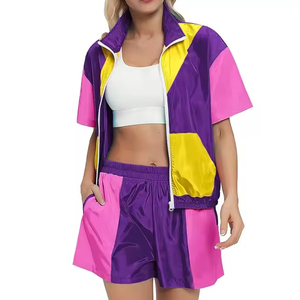 Custom Unisex Hot Selling Two Piece Tracksuit Windbreaker <b>Short</b> Set Nylon Jogger Windbreaker <b>Shorts</b> Set - Product Image 2