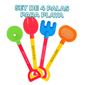 Ensemble de 4 pelles de plage en plastique sûres, jouets de plage d'été pour garçons, filles, enfants, style extérieur - Product Image 4