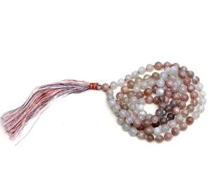Collar de Cuentas Mala de Piedra Lunar Natural de Todos los Colores, 108 Cuentas Anudadas, Hecho a Mano, Estilo Bohemio Indio, Unisex, Certificado por Terceros - Product Image 4