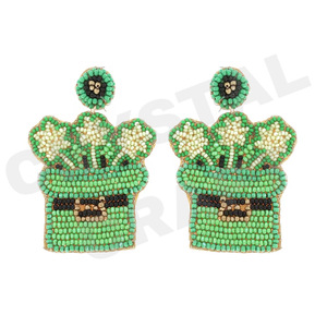 Acheter Boucles d'oreilles perlées pour les femmes patriotique Memorial Day Orange blanc bleu couleur tissu matériel - Product Image 5