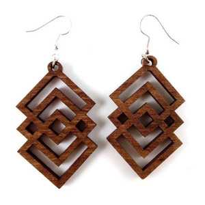 Boucles d'oreilles vintage en bois pour femmes, bijoux d'oreille ethniques faits à la main, rondes, ovales, géométriques, pour filles - Product Image 2