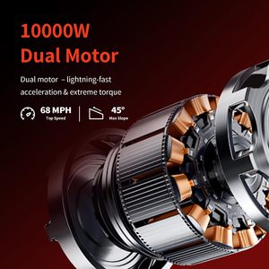 Monopattino Elettrico, 10000W con Doppio Motore, Fino a 109 km/h, Autonomia di 113 km, Batteria 72V38Ah, Pneumatici Tubeless Fuoristrada da 13 Pollici - Product Image 2