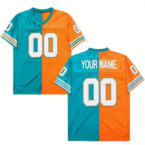 Maillots de football américain personnalisables pour hommes, respirants, anti-humidité, grande taille, manches courtes, polyester/nylon, anti-UV, sur mesure - Product Image 4