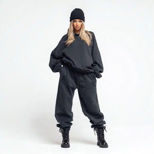 Ensemble survêtement d'hiver coupe-vent surdimensionné pour femmes, sweat-shirts à épaules tombantes, pantalon de survêtement ample, streetwear, sweat-shirt ample, pantalon de survêtement - Product Image 6
