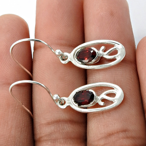 Boucles d'oreilles en pierres précieuses grenat naturel à la mode bijoux de déclaration par fabricant indien bijoux en argent Sterling 925 faits à la main - Product Image 2