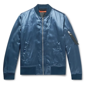 Venta al por mayor de chaquetas de seda satinada de alta calidad, prendas de vestir exteriores de invierno personalizadas, cremallera verde, Vintage, a prueba de viento para hombres y mujeres, nuevo diseño premium - Product Image 2