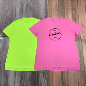 <span class=keywords><strong>Camiseta</strong></span> colorida personalizada con abertura lateral para <span class=keywords><strong>mujer</strong></span>, <span class=keywords><strong>Camiseta</strong></span> holgada de manga corta con cuello redondo y dobladillo dividido, <span class=keywords><strong>camiseta</strong></span> informal multicolor de gran tamaño - Product Image 3