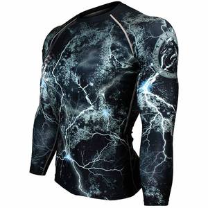 T-shirt de fitness à manches longues et à séchage rapide pour hommes collants élastiques pour l'entraînement au tennis et la course à pied hauts anti-UV pour sublimation - Product Image 3