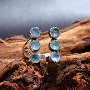 Anillo de plata de ley sólida 925 auténtica, joyería fina hecha a mano con piedras preciosas de Aguamarina para ocasiones de fiesta - Product Image 4