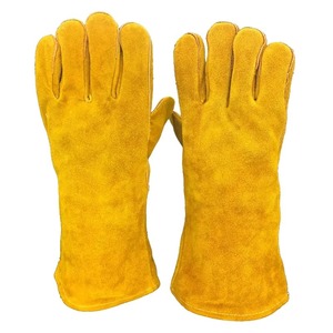 Vente en gros de gants de soudage longs en cuir de vachette de Chine équipement de protection de travail de sécurité jaune pour le travail de jardin Protection durable confortable - Product Image 2