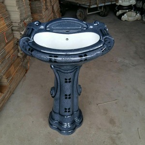 Évier rond public de lavabo de luxe en acier inoxydable avec piédestal Lavabos de salle de bain d'hôtel - Product Image 3