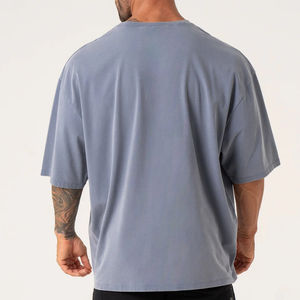 Camiseta de Algodón 100% de Corte Regular para Hombre, con Logotipo Personalizado Impreso por Transferencia de Calor, Estilo Casual, Hombros Caídos, Tejido de Punto, Estilo Hip Hop - Product Image 3