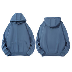 Jersey de gran tamaño para hombre, Sudadera con capucha de algodón y poliéster, cuello con capucha, bolsillo negro sólido, Invierno - Product Image 3