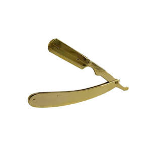 Maquinilla de afeitar de barbero de la mejor calidad, maquinillas de afeitar plegables manuales de Color dorado completo, maquinillas de afeitar de garganta cortadas de 5,5" - Product Image 1