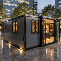 Showroom mobile extensible de luxe, bureau préfabriqué moderne en conteneur avec façade en verre