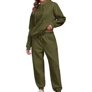 Nuevo Conjunto de Dos Piezas de Felpa de Algodón de Alta Calidad, Chándal de Longitud Completa con Logotipo Personalizado, Diseña Tu Propio Chándal para Mujer - Product Image 1