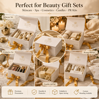 Boîte cadeau de luxe personnalisée gaufrée pliable pour soins de la peau avec nœud en ruban, couvercle et base rigides en carton pour ensembles cosmétiques de spa