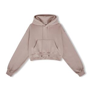 2023 nuevo diseño mujeres 100% algodón doble lavado Sudadera con capucha logotipo personalizado Color sólido polar Sudadera con capucha mujeres - Product Image 2