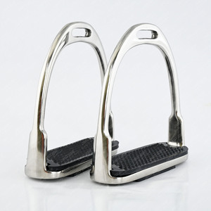 Top Rated Safety Stirrup English Style <b>Polished</b> Stainless Steel for Horseback Riding Anti-Skid Gripped <b>Pad</b> Design Lightweight - Product Image 2