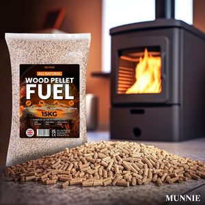 Briquettes de bois de pin premium Munnie 15 kg, combustible supérieur pour fours à pizza, fumoirs, barbecues |   Bois de chauffage 100% pur en bois tendre | - Product Image 5