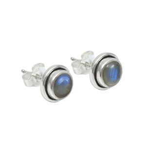 Pendientes informales de forma redonda de piedras preciosas de labradorita Natural de Plata de Ley 925 con nuevo diseño más vendido para mujer y niña, joyería Bohemia - Product Image 1